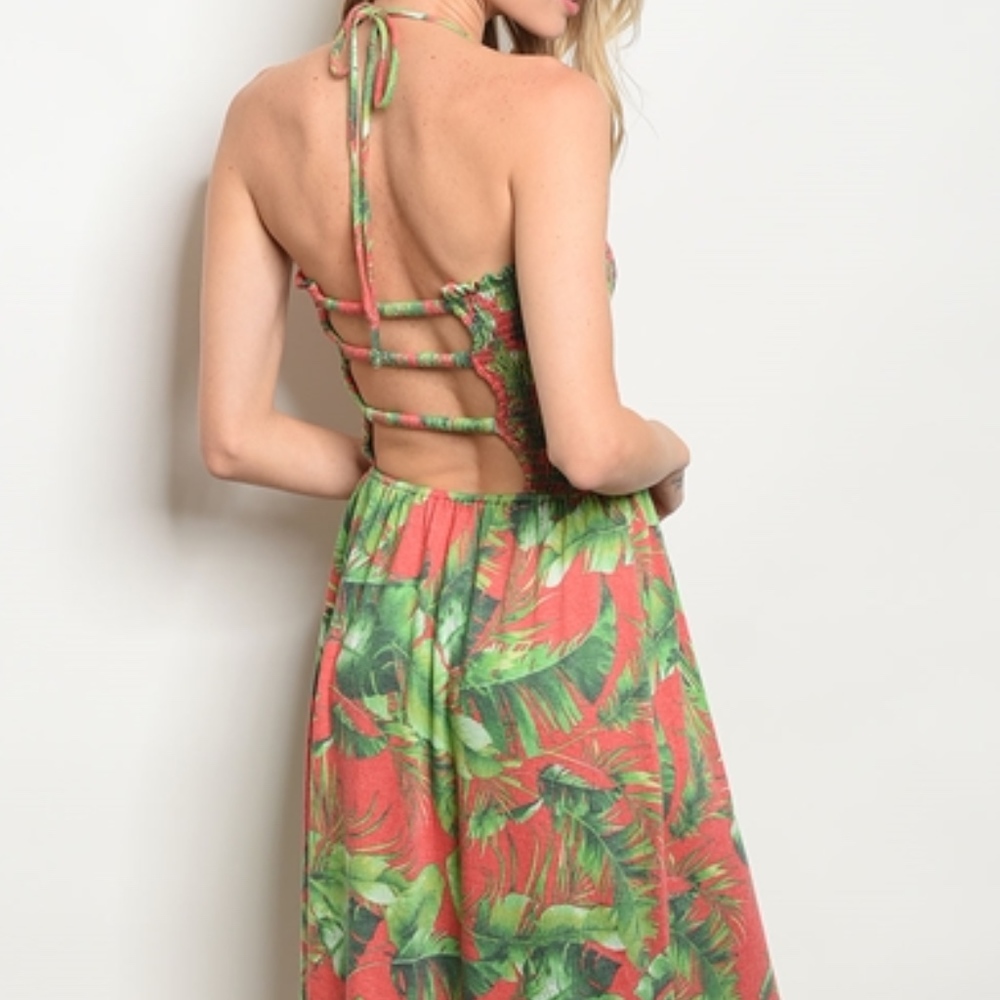 GIRLY & FLIRTY UNIQUE TROPICAL MAXI DRESS - Picture 2 of 4